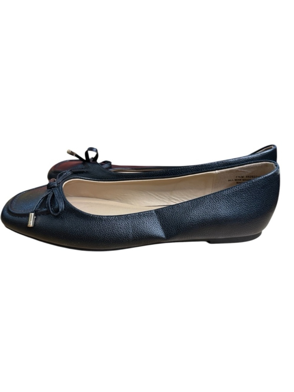 Women's Black Faux Leather Bow Accent Ballet Flats Size 7.5 - Picture 3 of 12